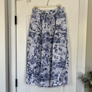 Joie Blue and White Smocked Midi Skirt